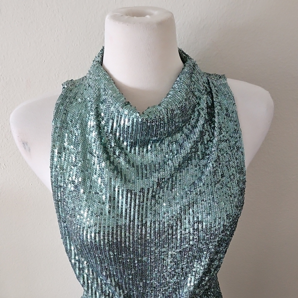 Jigsaw Green Sequin Halter Dress - Picture 10 of 11